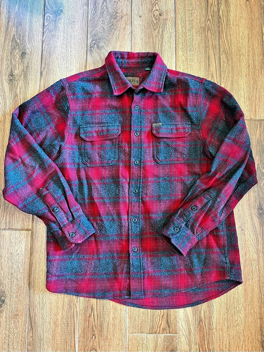 Orvis Plaid Flannel Shirt jacket pockets / men’s large